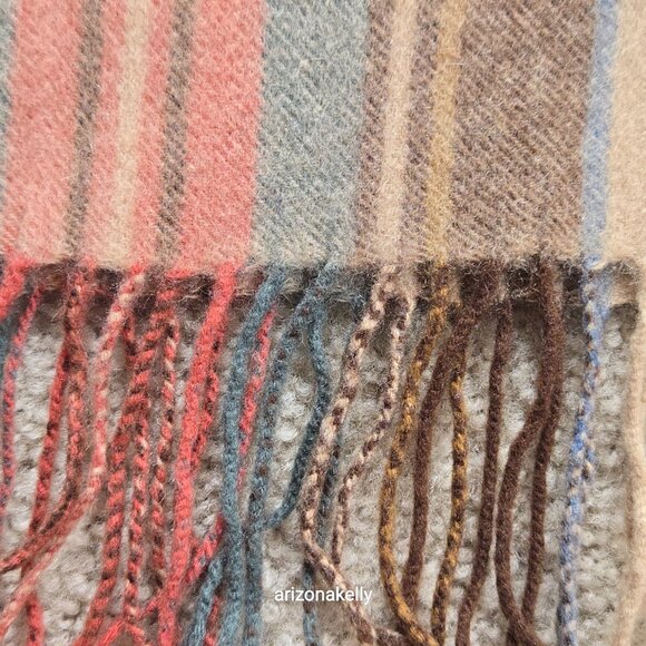 NWOT Antique Stewart Tartan Wool Scarf Oversized with Fringe - Picture 7 of 12